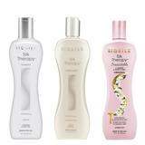 Pachet Nutritiv pentru Toate Tipurile de Par - Biosilk Farouk Silk Therapy: Sampon 355 ml, Balsam 350 ml, Tratament pentru Par 355 ml