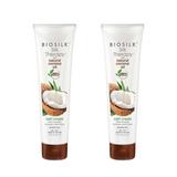 Pachet 2 x Crema Stying pentru Par Cret sau Ondulat - Biosilk Silk Therapy with Natural Coconut Oil Curl Cream, 148 ml
