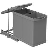 Cos de gunoi incorporabil Pelikan 21200, colectare selectiva, cu extragere automata, cu doua recipiente de 14 L, antracit