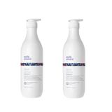Pachet 2 x Sampon pentru Par Blond, Gri sau Alb - Milk Shake Silver Shine, 1000 ml