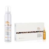 Pachet pentru Par Deteriorat - Milk Shake Integrity: Balsam Spuma, 200 ml + Fiole Tratament , 8 x 10 ml