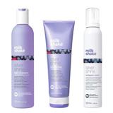 Pachet pentru Par Blond, Gri sau Alb - Milk Shake Silver Shine: Sampon Silver Shine Light, 300 ml + Balsam, 250 ml + Spuma, 200 ml