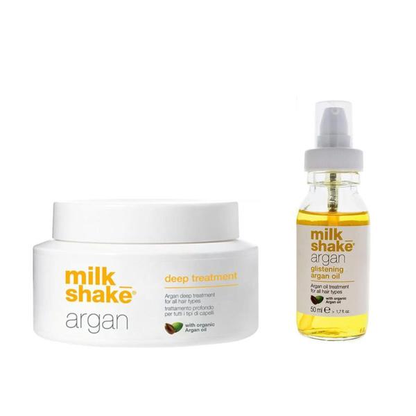 Pachet cu Ulei de Argan pentru Toate Tipurile de Par - Milk Shake Argan: Masca, 200 ml + Ulei de Argan, 50 ml