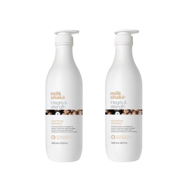 Pachet 2 x Sampon Nutritiv pentru Par Uscat si Deteriorat - Milk Shake Integrity & Strength Nourishing Shampoo, 1000 ml