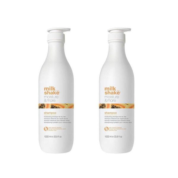 Pachet 2 x Sampon Hidratant pentru Par Uscat - Milk Shake Moisture & More Shampoo, 1000 ml
