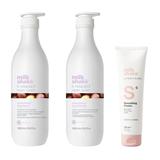 Pachet pentru Netezire cu Keratina - Milk Shake K-Respect & Lifestyling: Sampon, 1000 ml + Balsam, 1000 ml + Crema, 150 ml