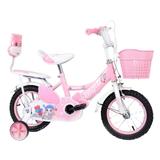 Bicicleta copii 4 - 7 ani, Roti 16 inch, Roz, Doua locuri, Roti ajutatoare si frane