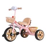 Tricicleta copii 2-5 ani, Roz, Far lanterna led, Suport picioare si doua cosuri pentru jucarii, Roti EVA
