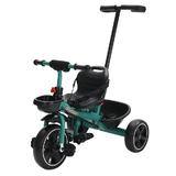 Tricicleta copii 2 - 6 ani, Verde, Maner parental detasabil, Suport picioare