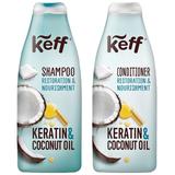 Pachet pentru Par Deteriorat - Keff Keratin & Coconut Oil: Sampon 500 ml + Balsam 500 ml
