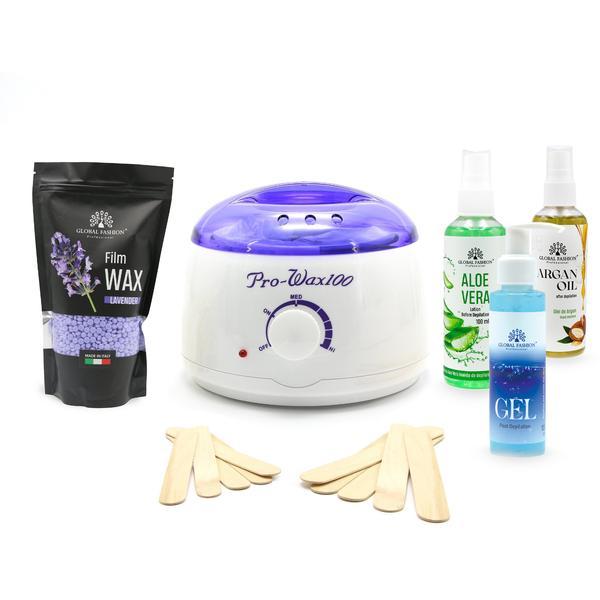 Kit pentru depilare Global Fashion, #4. Incalzitor ceara, ceara, lotiune, ulei, gel si spatule