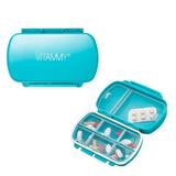 Organizator pentru medicamente Vitammy Pilla Multi 8, cu 8 compartimente de dimensiuni diferite, design compact si portabil