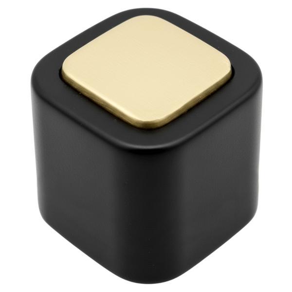 Opritor pentru usa Square, finisaj alama mata/negru mat CB, 40X40 mm