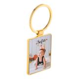 Breloc metalic, personalizat, Piksel, dreptunghiular, cu finisaj auriu in cutie kraft