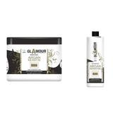 Set pentru par uscat, sampon (1000 ml) si masca (1000 ml) cu argan si keratina cu efect de botox, Glamour 