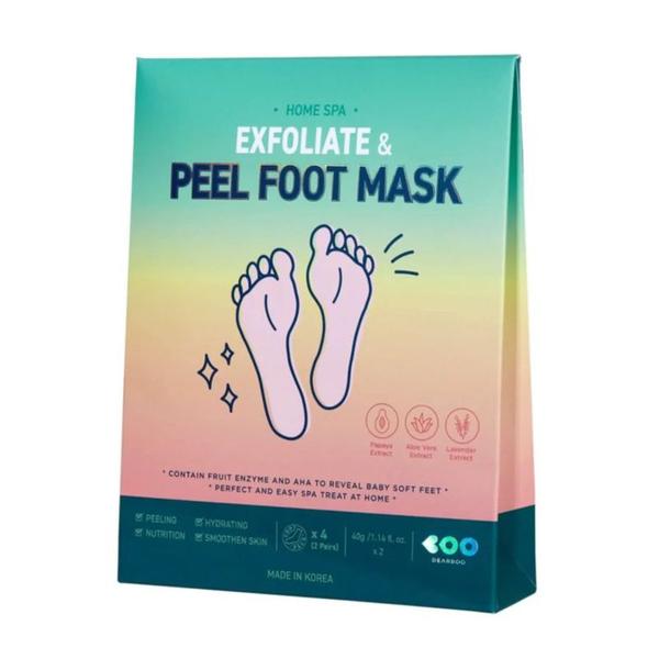 Masca Exfolianta pentru Picioare cu Acizi AHA si Extracte Naturale - Dearboo Home Spa Exfoliate & Peel Foot Mask, 40 g