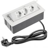 Priza incorporabila in blat Soft, cu 3 prize Schuko, finisaj alb