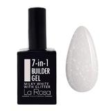 Gel de construcție autonivelantă pentru unghii 7în1 La Rosa Profesionales, milky white with glitter 15 ml