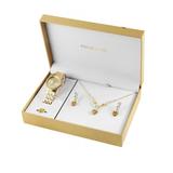 Set Excellanc Gold cu ceas, colier, inel si cercei Swarovski Hearts