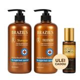 Set Profesional cu Keratină Braziliană Naturală – Sampon & Tratament + Ulei de Argan CADOU | Îndreptare și Hidratare Intensivă 1100 ml
