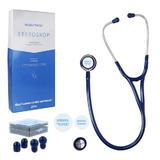 Stetoscop cardiologic Novama Expert, cap dublu din otel inoxidabil, 2 seturi de olive auriculare din silicon, o diafragma de schimb, Bleumarin