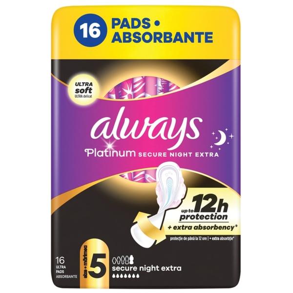Absorbante Igienice - Always Ultra Platinum Secure Night Extra, marimea 5, 16 buc