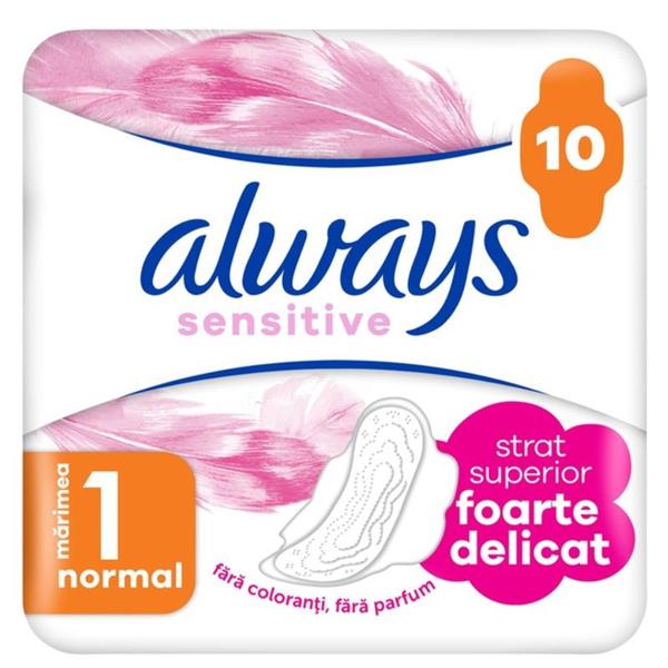 Absorbante Igienice - Always Sensitive White Super Soft, Single Pack, marime 1 Normal, 10 buc