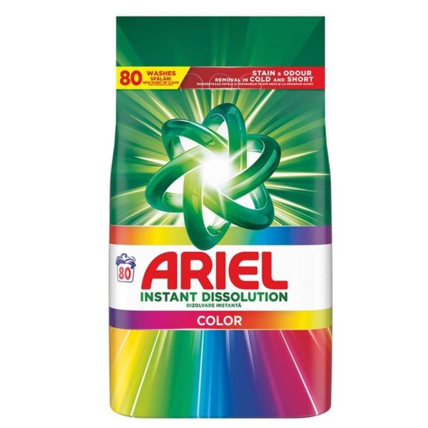 Detergent Automat Pudra - Ariel Instant Dissolution Color, 80 spalari, 5.2 kg