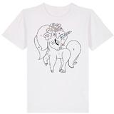 Set creativ: Tricou alb copii. Marimea S Model: Unicorn + Carioci