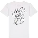 Set creativ: Tricou alb copii. Marimea L Model: Dragon + Carioci