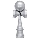 Kendama Profesională Krom din Lemn, Finish Argintiu Metalic, Jucărie de Îndemânare, 18 cm