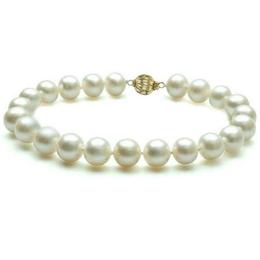 Bratara Perle Naturale Albe Premium de 8-9 mm cu Inchizatoare Sferica de Aur Galben - Cadouri si Perle