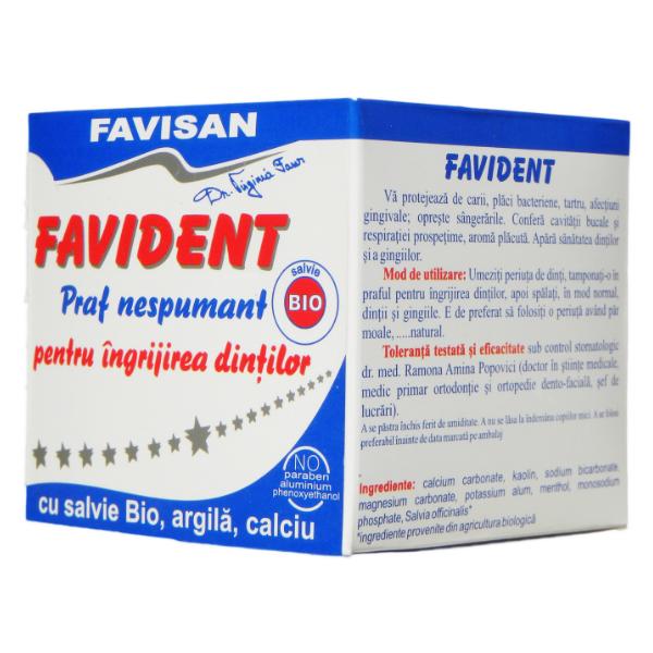 Praf Nespumant pentru Ingrijirea Dintilor Favident Favisan, 50ml