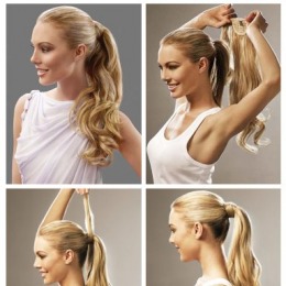 Coada de par veritable , lungime 50 cm , culoare blond aluna ( # 12 )