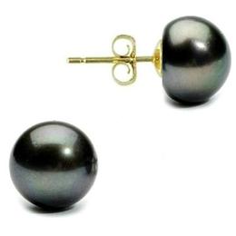 Cercei de Aur cu Perle Naturale Negre - Cadouri si Perle