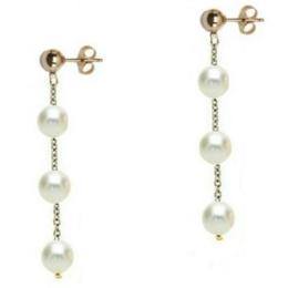 Cercei Aur Tripli cu Perle Naturale Akoya - Cadouri si Perle