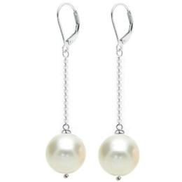 Cercei Argint Lungi cu Perle Naturale Albe - Cadouri si Perle