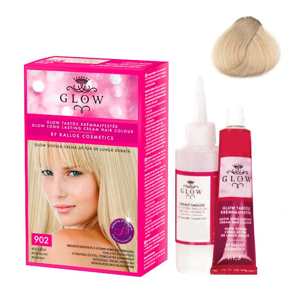 Vopsea Permanenta - Kallos Glow Long Lasting Cream Hair Colour Nuanta 902 Bej Blond