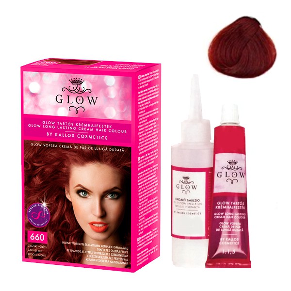 Vopsea Permanenta – Kallos Glow Long Lasting Cream Hair Colour Nuanta 660 Roscat Inchis
