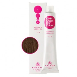 Vopsea permanenta - saten deschis - kallos kjmn cream hair colour nuanta 5.0 light brown 100ml