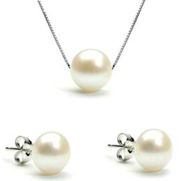 Set Argint si Perle Naturale Albe Premium de 10 mm - Cadouri si Perle