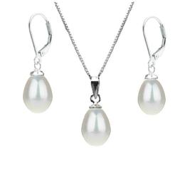 Set Argint si Perle Naturale Lacrima Albe - Cadouri si Perle