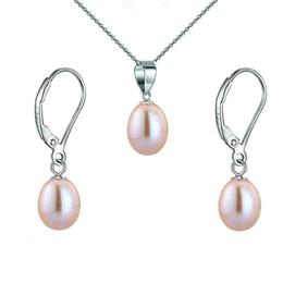 Set Argint 925 si Perle Naturale Teardrops Lavanda - Cadouri si Perle