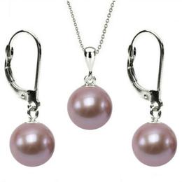 Set Aur Alb 14 k cu Perle Naturale Lavanda - Cadouri si Perle
