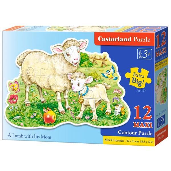 Puzzle 12 Maxi - A Lamb with his Mom image